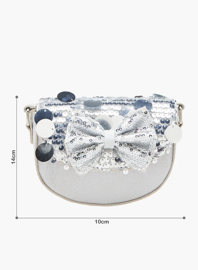 Disney Minnie Mouse Bow Embellished Crossbody Bag with Flap Closure